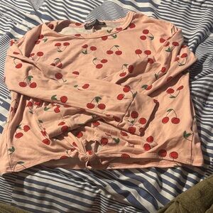 Cherry Print Long Sleeve Kids Tee